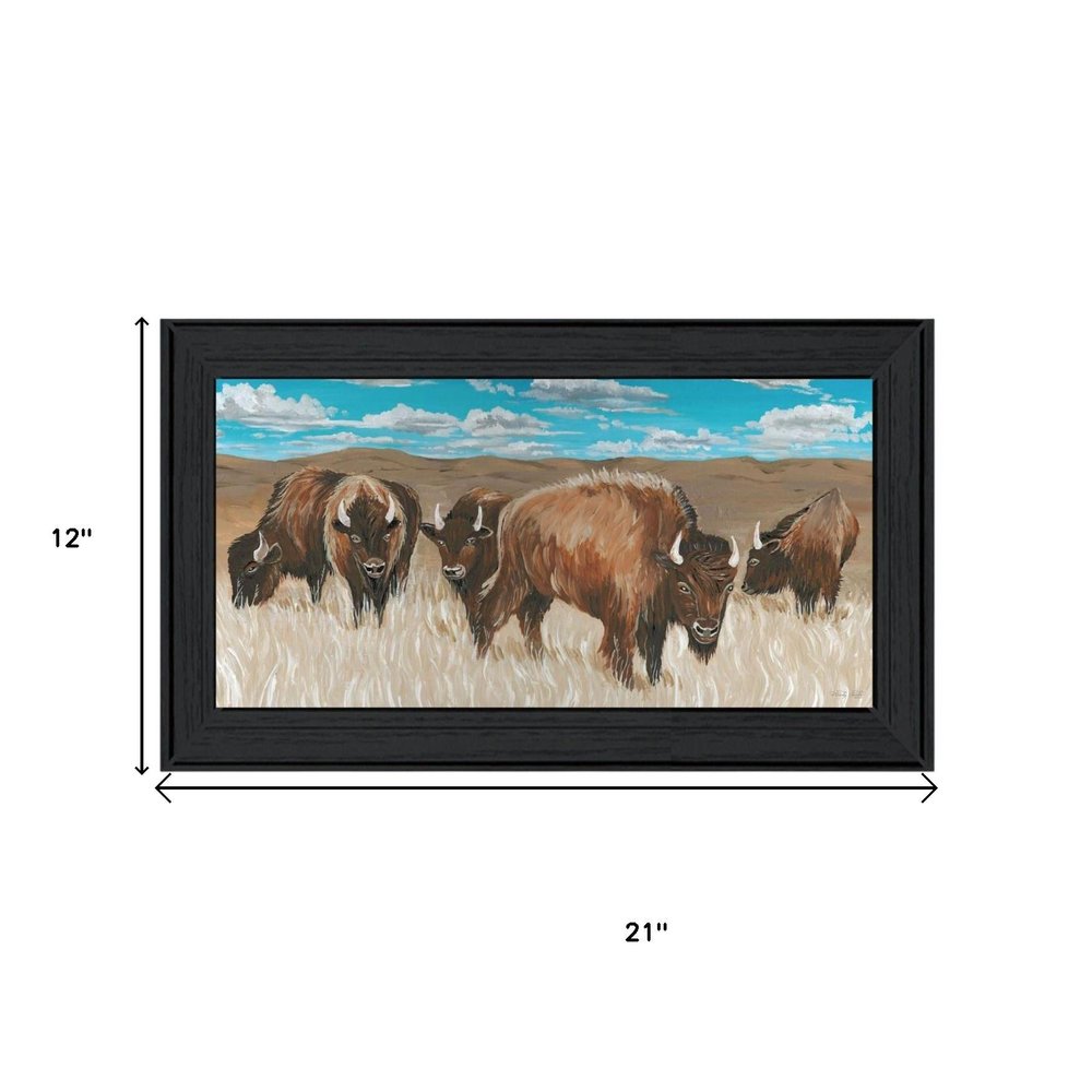 Set Of Two "The Boss of the Bison Herd" Black Framed Wall Art — view 7