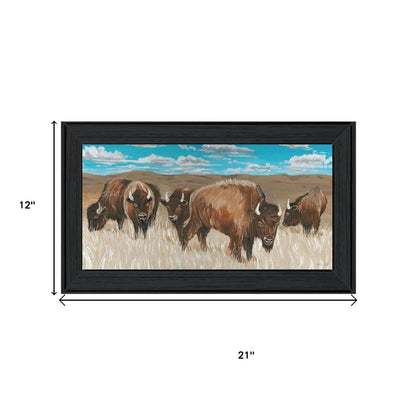 Set Of Two "The Boss of the Bison Herd" Black Framed Wall Art HomeRoots