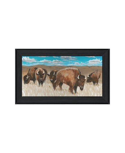 Set Of Two "The Boss of the Bison Herd" Black Framed Wall Art HomeRoots