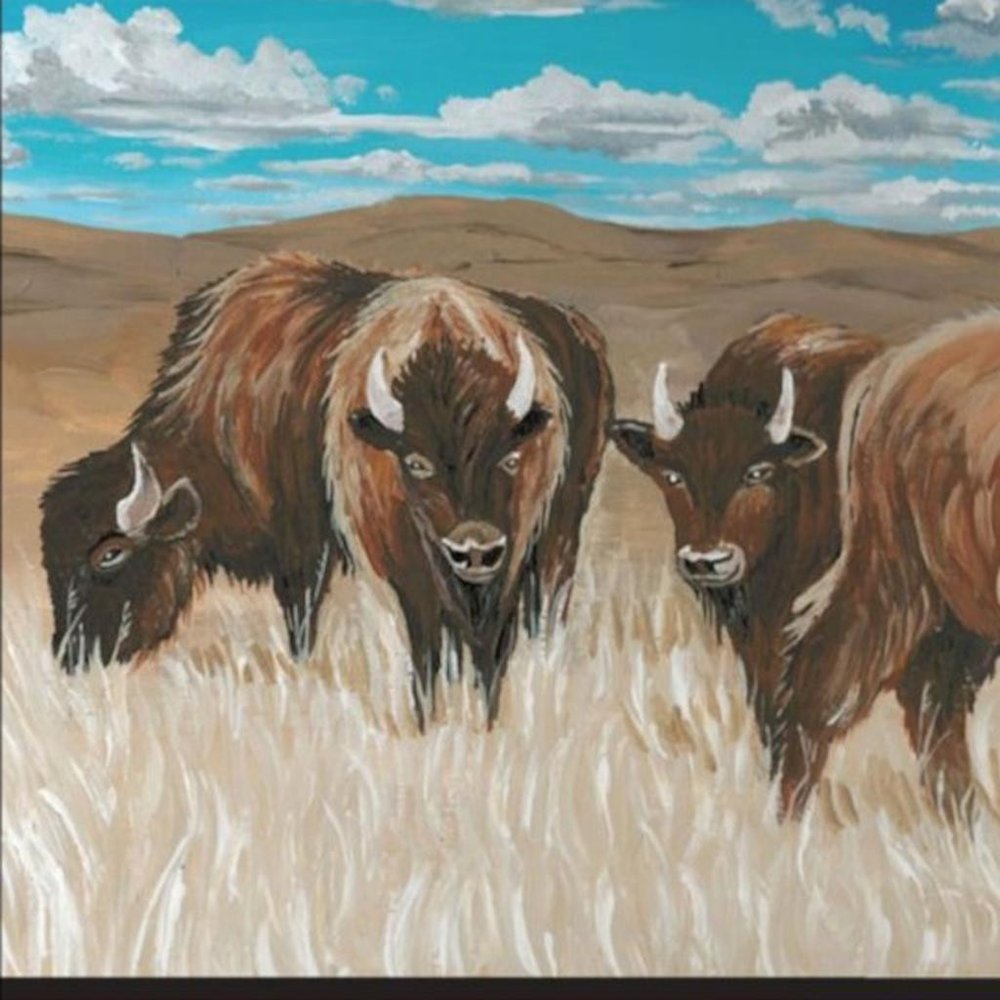 Set Of Two "The Boss of the Bison Herd" Black Framed Wall Art HomeRoots