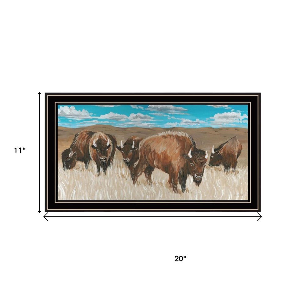 Set Of Two "The Boss of the Bison Herd" Black Framed Wall Art HomeRoots