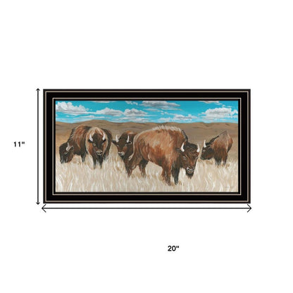 Set Of Two "The Boss of the Bison Herd" Black Framed Wall Art HomeRoots