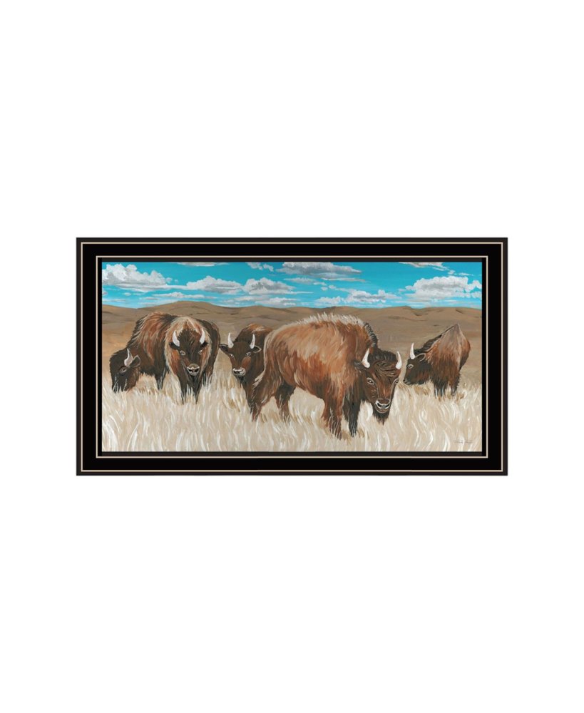 Set Of Two "The Boss of the Bison Herd" Black Framed Wall Art HomeRoots