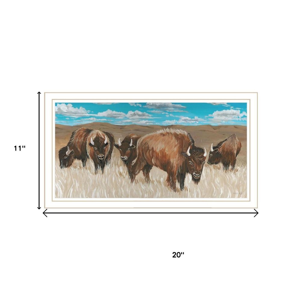 Set Of Two "The Boss of the Bison Herd" White Framed Wall Art HomeRoots