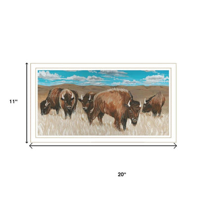 Set Of Two "The Boss of the Bison Herd" White Framed Wall Art HomeRoots