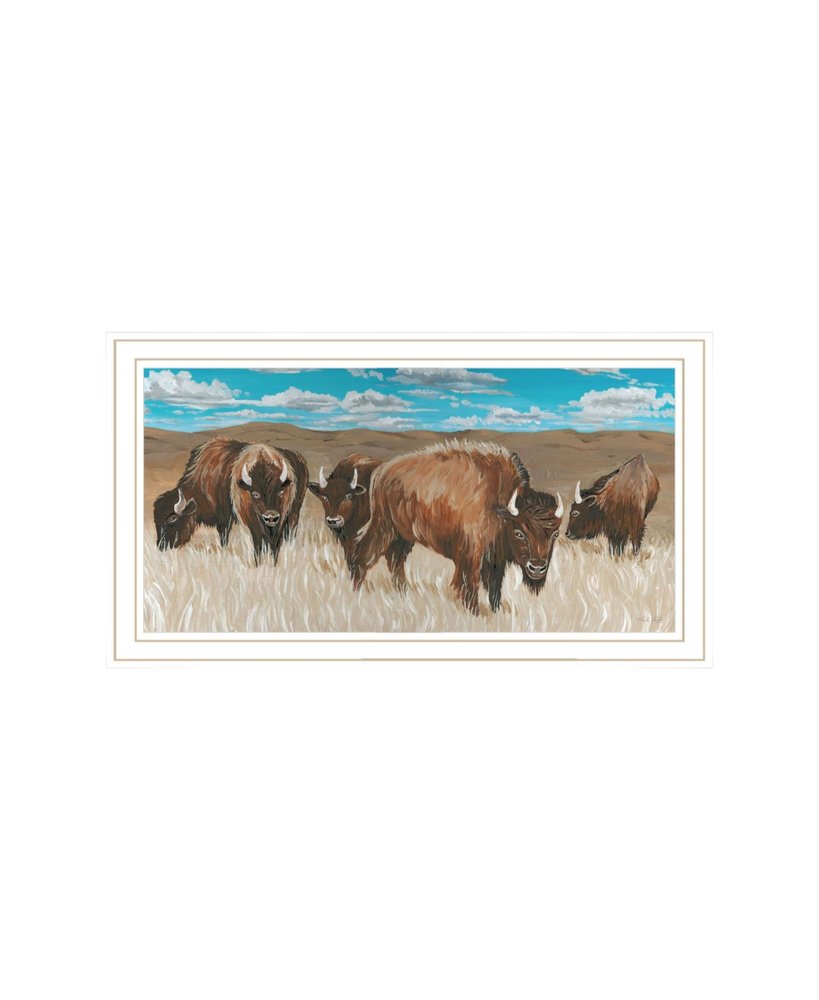 Set Of Two "The Boss of the Bison Herd" White Framed Wall Art HomeRoots