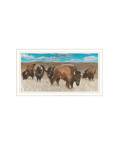 Set Of Two "The Boss of the Bison Herd" White Framed Wall Art HomeRoots