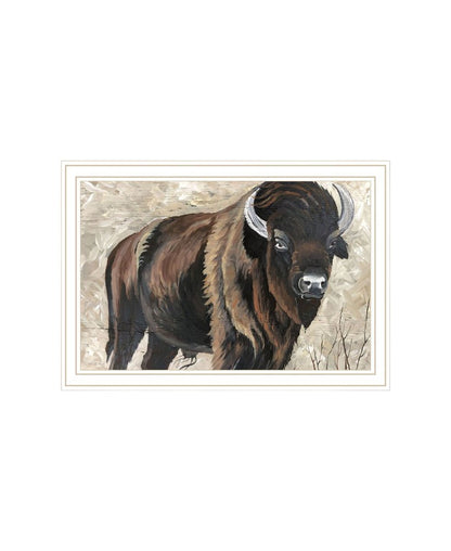Set Of Two "The Boss of the Bison Herd" White Framed Wall Art HomeRoots