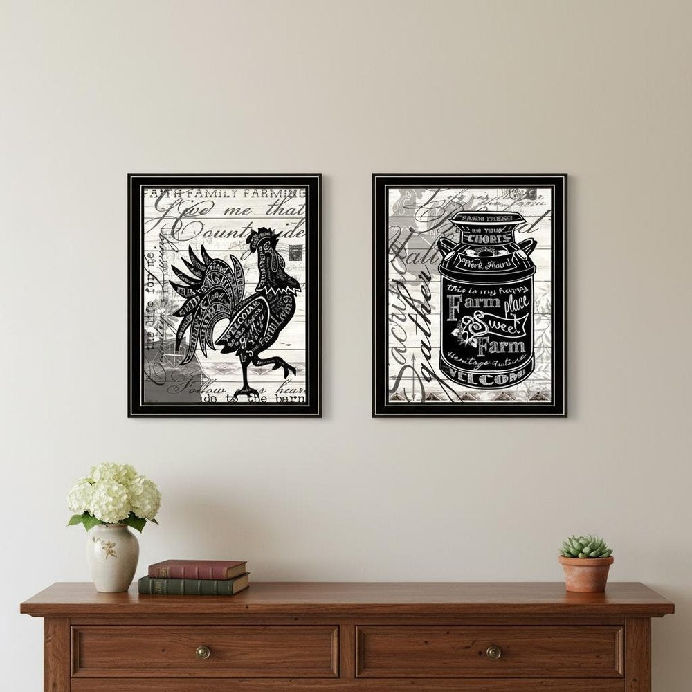 Set Of Two "OH What FuneJust try reading these!" Black Framed Wall Art HomeRoots