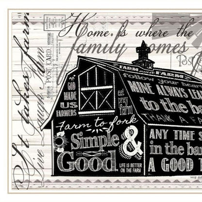 Set Of Two " Try Reading this House and Barn!" White Framed Wall Art HomeRoots