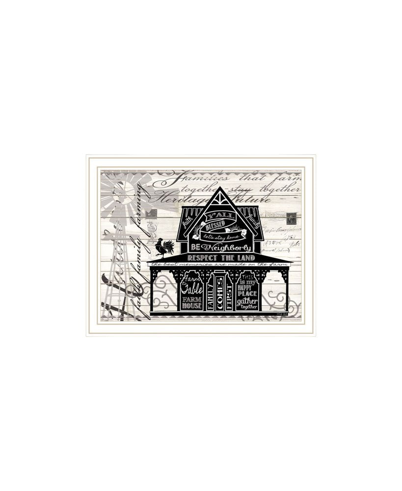 Set Of Two " Try Reading this House and Barn!" White Framed Wall Art HomeRoots