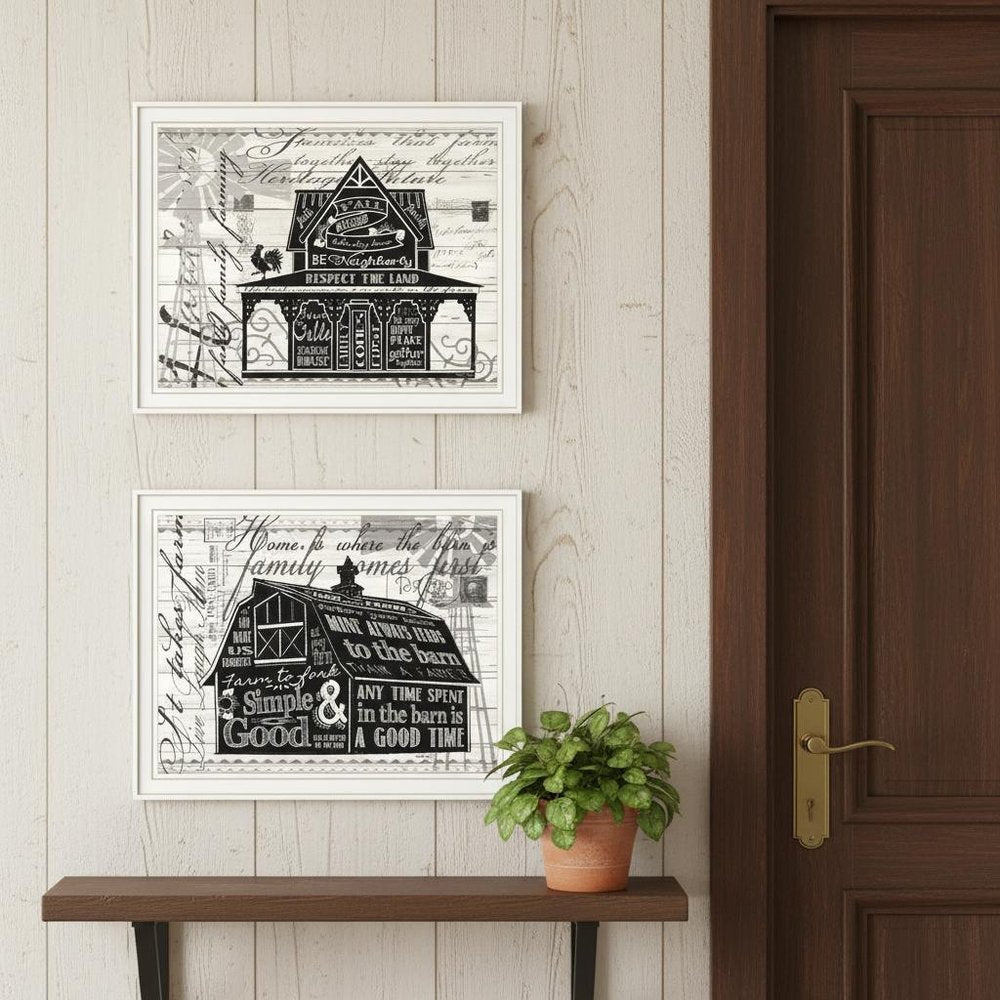 Set Of Two " Try Reading this House and Barn!" White Framed Wall Art — view 7