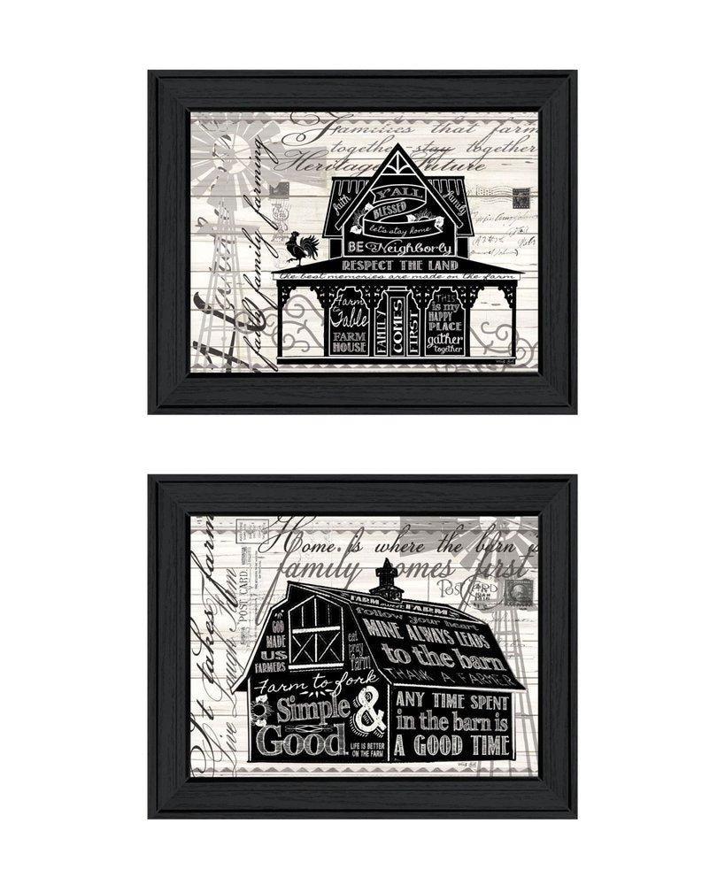 Set Of Two "Try Reading this House and Barn!" Black Framed Wall Art HomeRoots