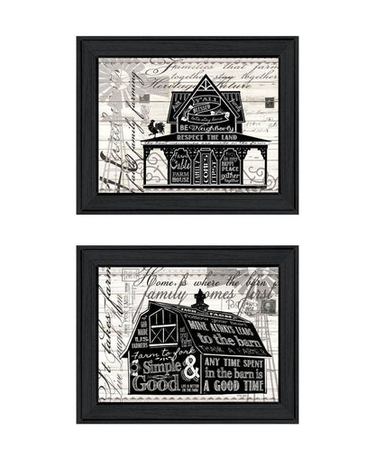 Set Of Two "Try Reading this House and Barn!" Black Framed Wall Art HomeRoots
