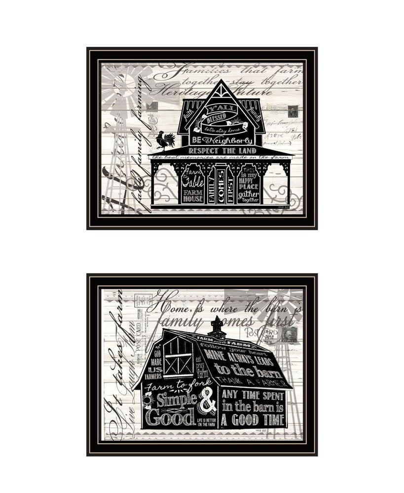 Set Of Two "Try Reading this House and Barn!" Black Framed Wall Art — view 1