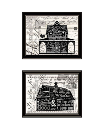 Set Of Two "Try Reading this House and Barn!" Black Framed Wall Art HomeRoots