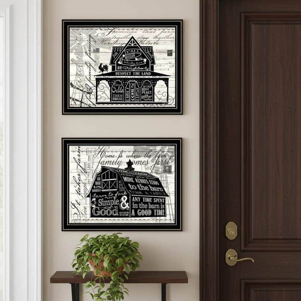Set Of Two "Try Reading this House and Barn!" Black Framed Wall Art — view 4
