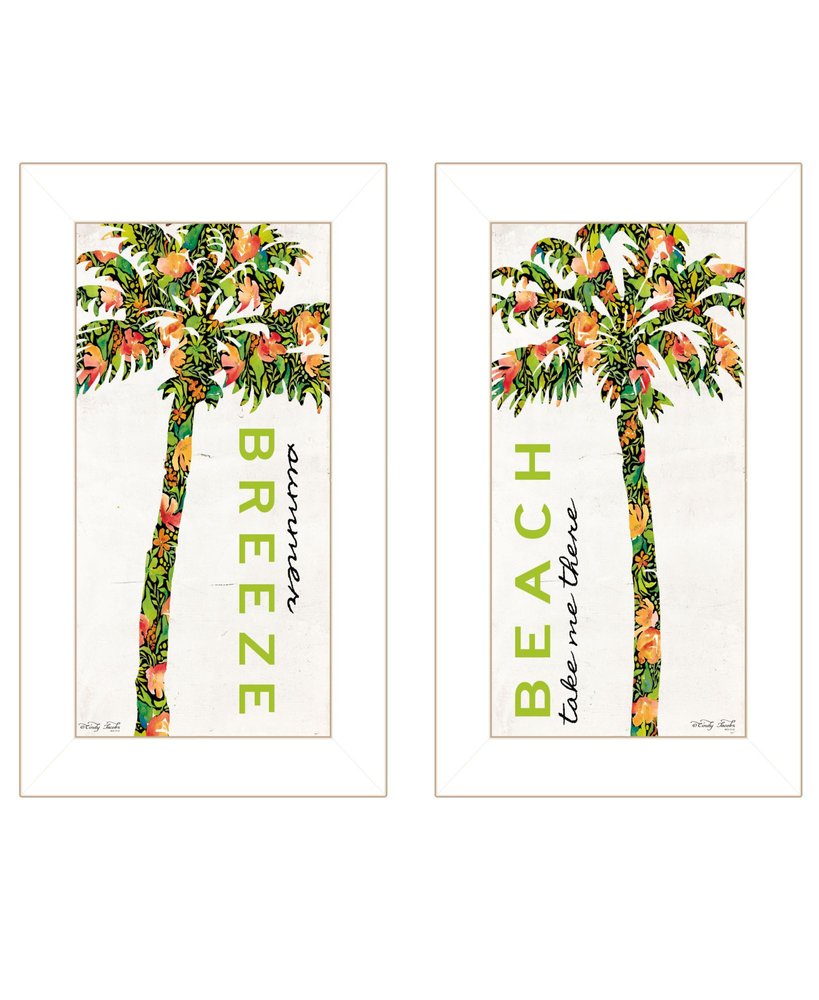 Set Of Two "Beach And Summer Breeze- Take Me There" White Framed Wall Art HomeRoots