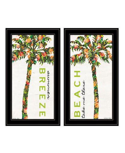 Set Of Two Summer Breeze Funky Palm Trees Black Framed Wall Art HomeRoots