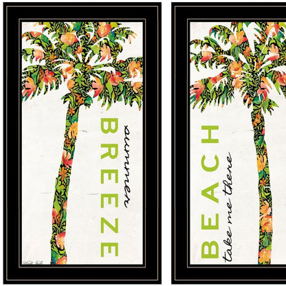 Set Of Two Summer Breeze Funky Palm Trees Black Framed Wall Art HomeRoots