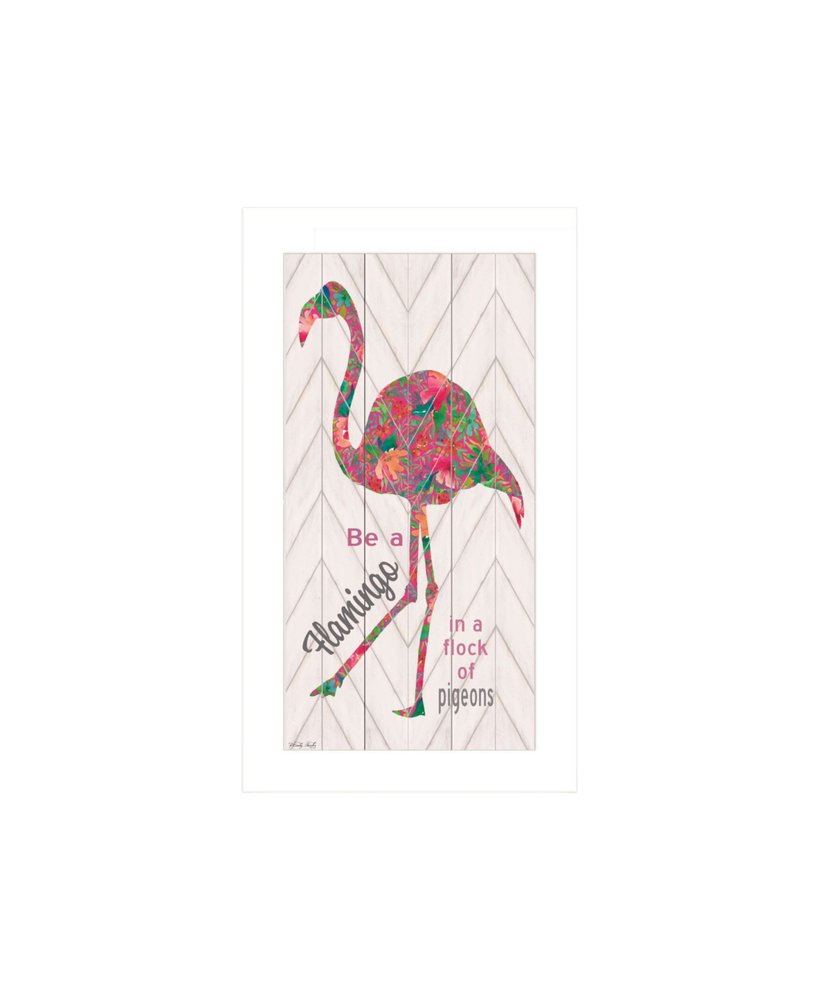Set Of Two "Flamingo's - A matrix colors!" White Framed Wall Art — view 5