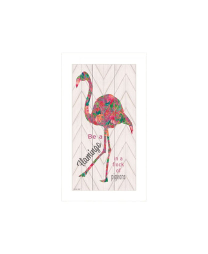 Set Of Two "Flamingo's - A matrix colors!" White Framed Wall Art HomeRoots