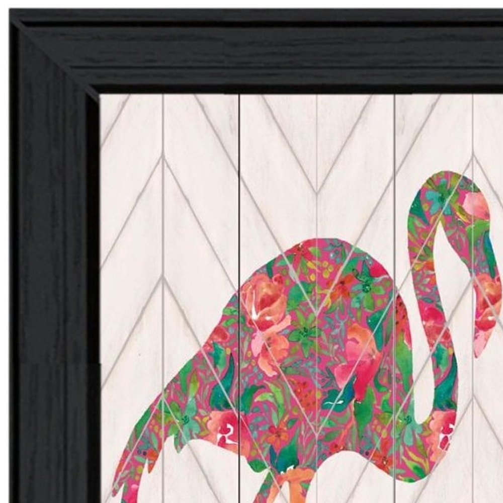Set Of Two "Flamingo's - A matrix colors!" Black Framed Wall Art HomeRoots