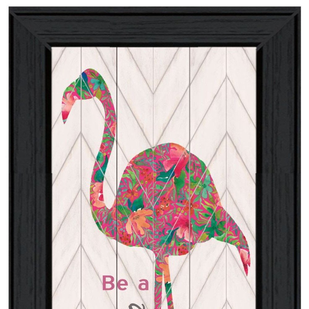 Set Of Two "Flamingo's - A matrix colors!" Black Framed Wall Art HomeRoots