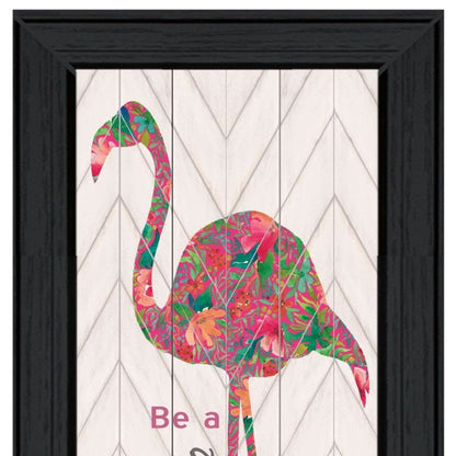 Set Of Two "Flamingo's - A matrix colors!" Black Framed Wall Art HomeRoots