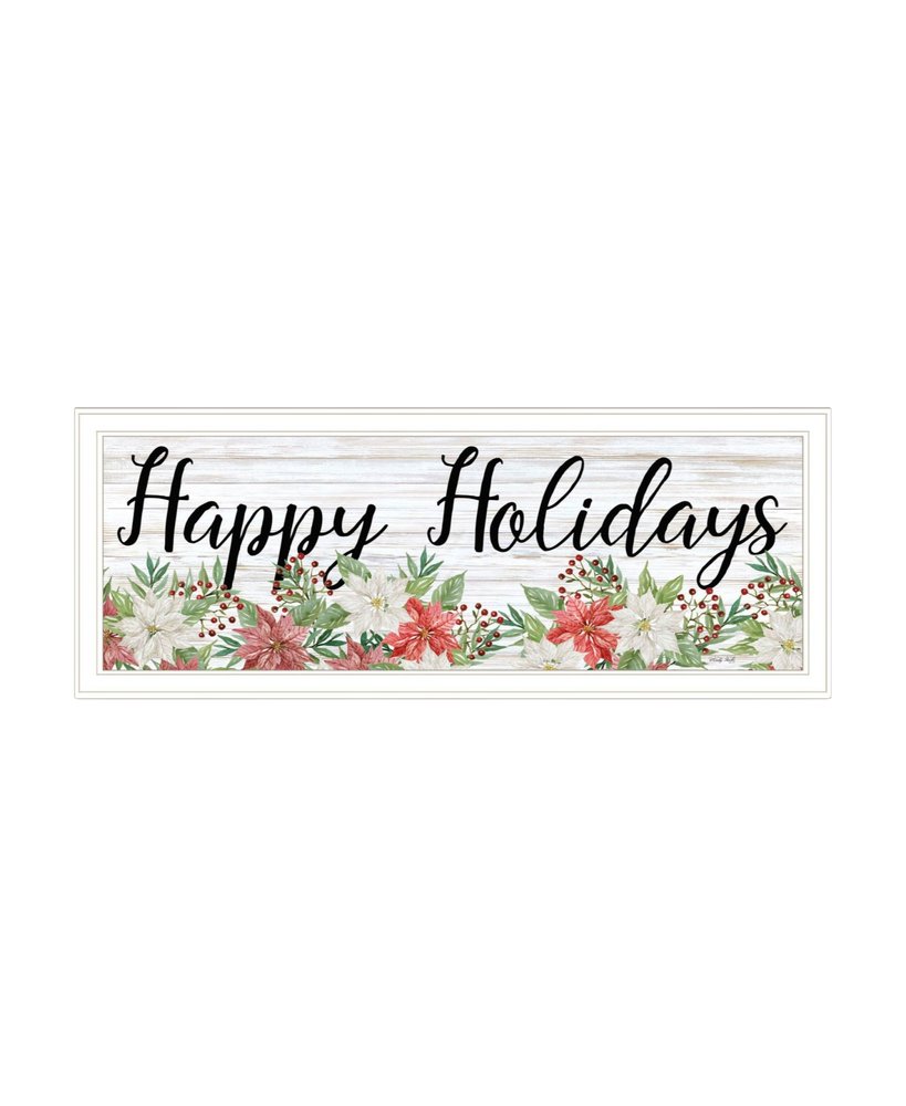 Set Of Two Merry and Bright Holiday White Framed Wall Art HomeRoots