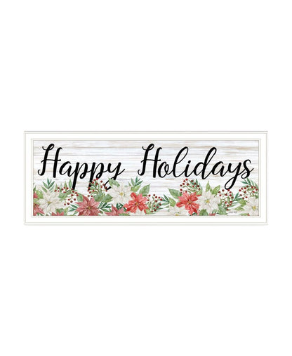 Set Of Two Merry and Bright Holiday White Framed Wall Art HomeRoots