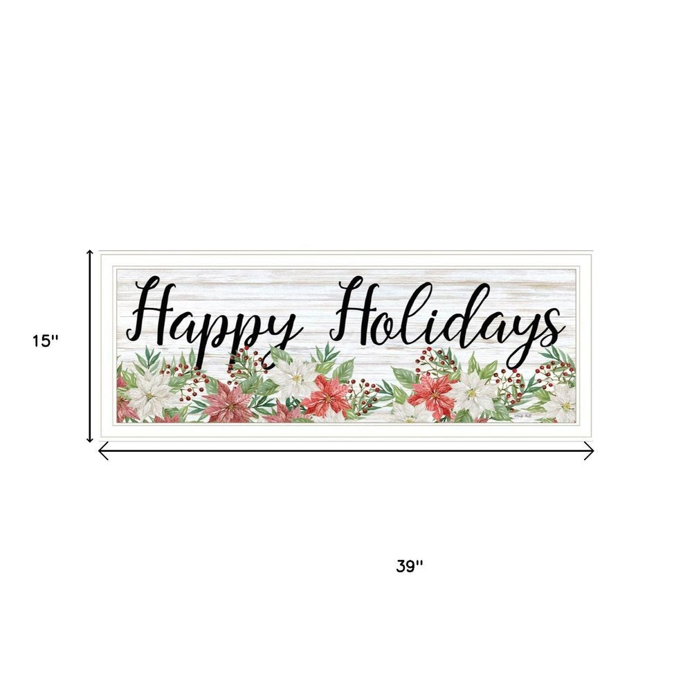 Set Of Two Merry and Bright Holiday White Framed Wall Art HomeRoots