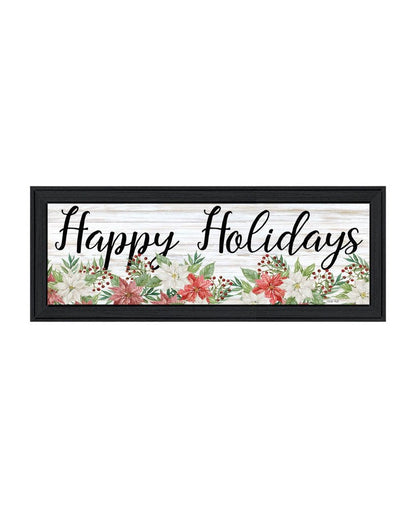 Set Of Two Merry and Bright Holiday Black Framed Wall Art HomeRoots
