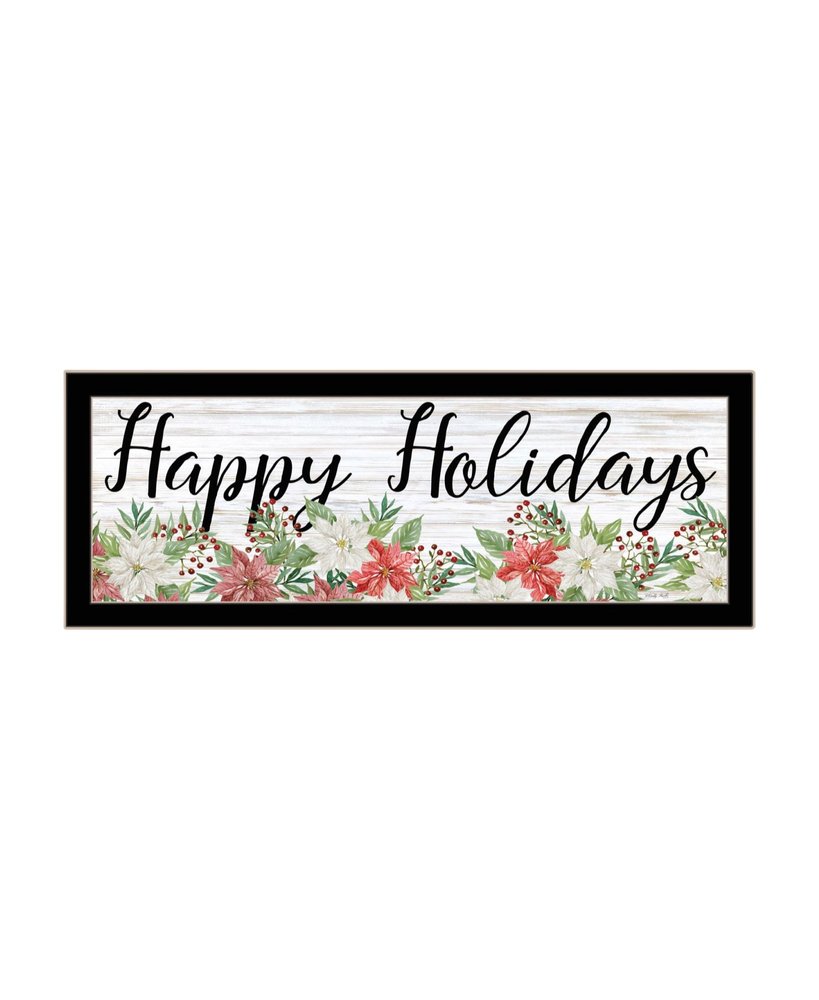 Set Of Two Merry and Bright Holiday Black Framed Wall Art HomeRoots