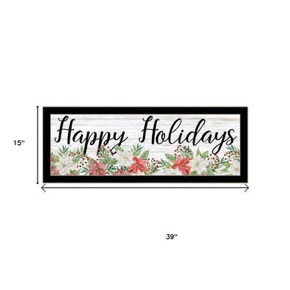 Set Of Two Merry and Bright Holiday Black Framed Wall Art HomeRoots