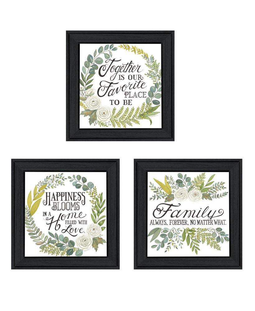 Set Of Three "Together Is Our Favorite Place to Be!" Black Framed Wall Art HomeRoots