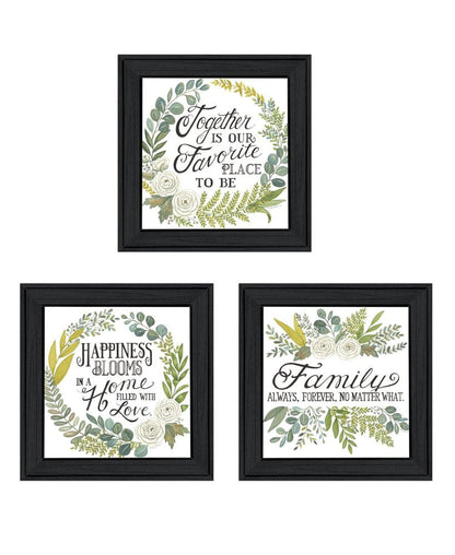 Set Of Three "Together Is Our Favorite Place to Be!" Black Framed Wall Art HomeRoots
