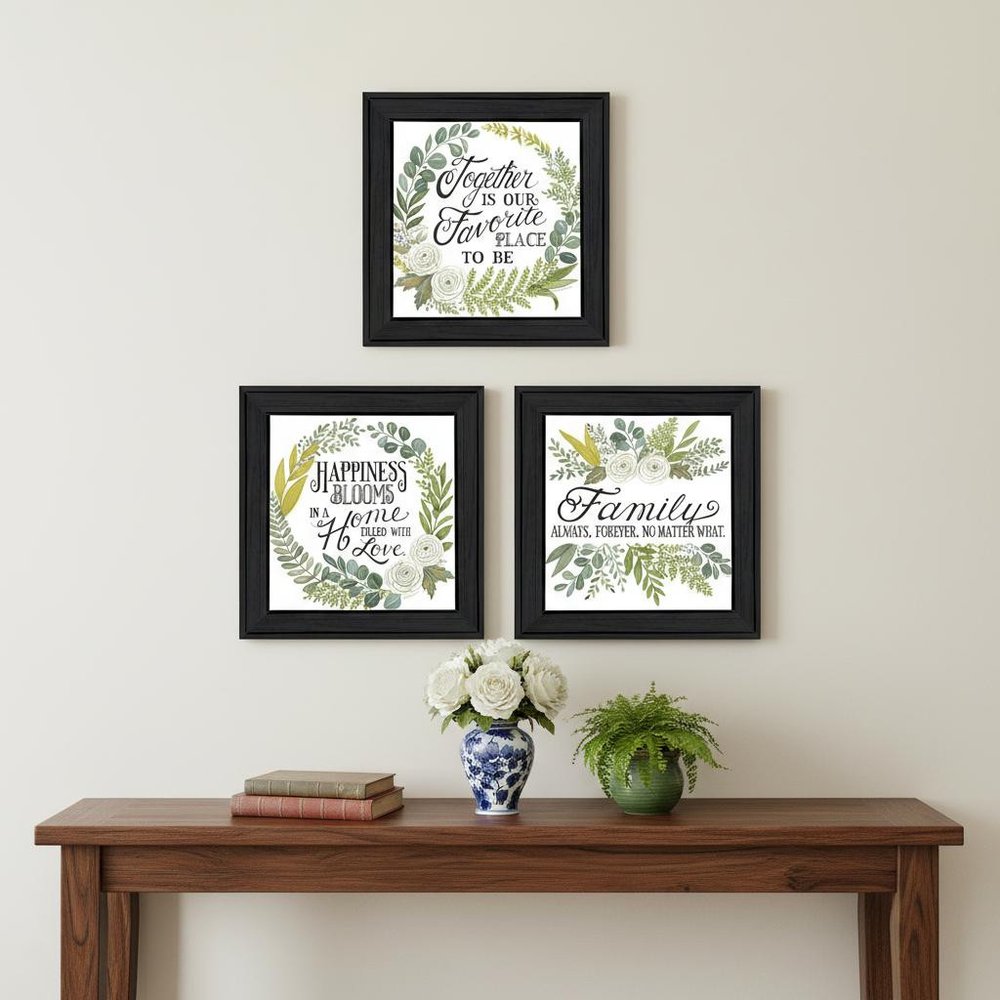 Set Of Three "Together Is Our Favorite Place to Be!" Black Framed Wall Art — view 3