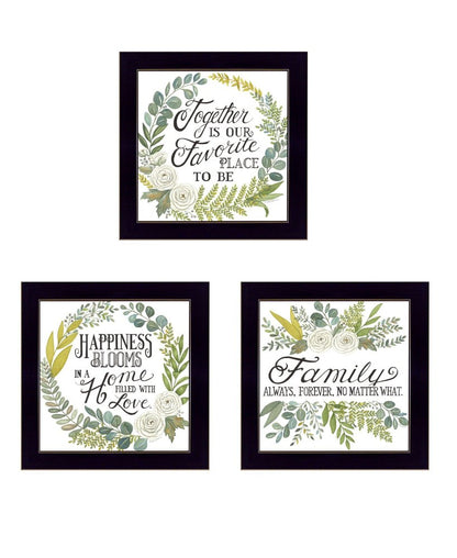 Set Of Three "Together Is Our Favorite Place to Be!" Black Framed Wall Art HomeRoots