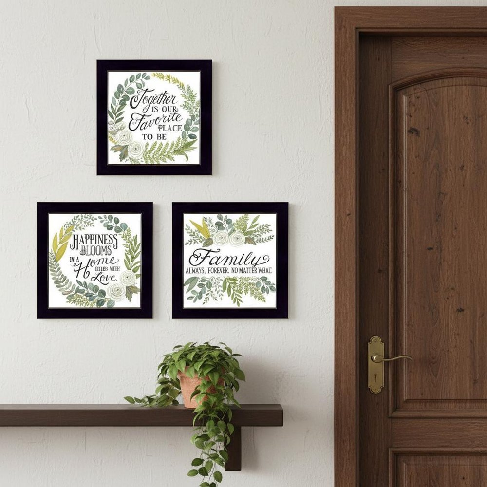 Set Of Three "Together Is Our Favorite Place to Be!" Black Framed Wall Art HomeRoots