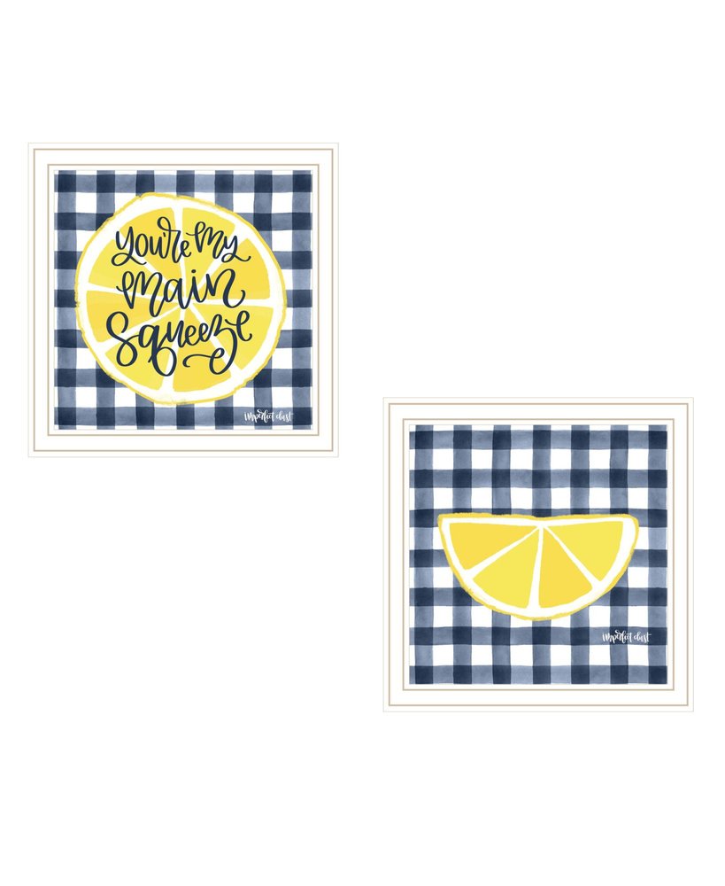 Set Of Two "You're My Main Squeeze" White Framed Kitchen Wall Art HomeRoots