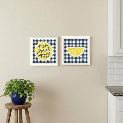 Set Of Two "You're My Main Squeeze" White Framed Kitchen Wall Art HomeRoots