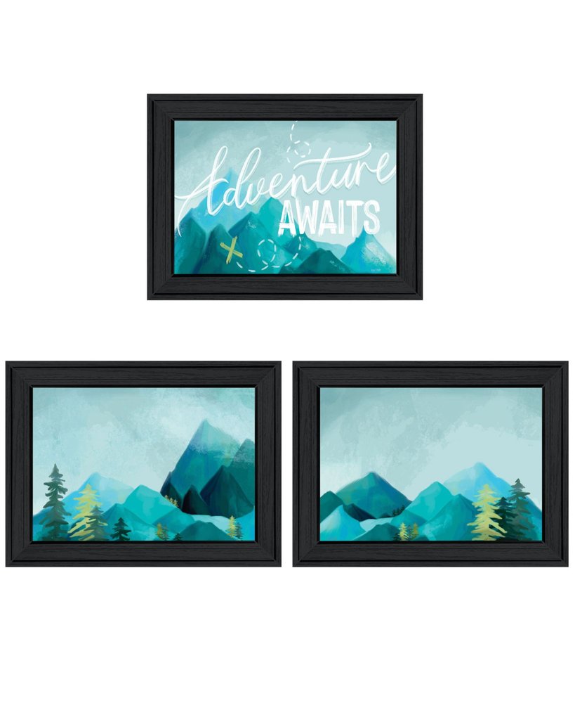 Set Of Three "Adventure Awaits Donet Just Stand There" Black Framed Wall Art — view 1