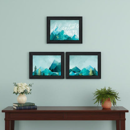 Set Of Three "Adventure Awaits Donet Just Stand There" Black Framed Wall Art HomeRoots