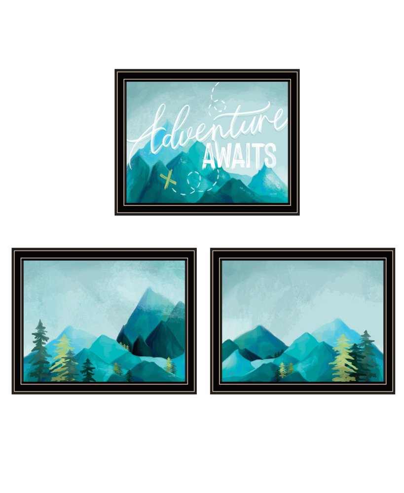 Set Of Three "Adventure Awaits Donet Just Stand There" Black Framed Wall Art HomeRoots