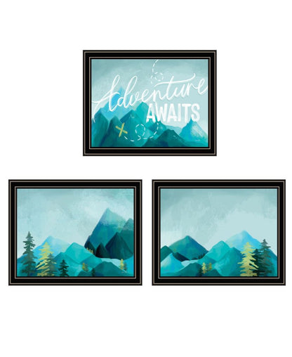 Set Of Three "Adventure Awaits Donet Just Stand There" Black Framed Wall Art HomeRoots