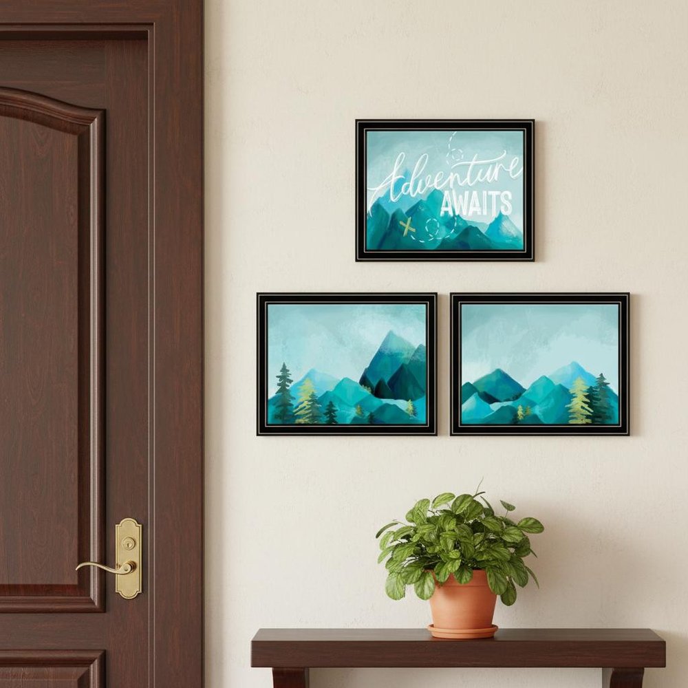 Set Of Three "Adventure Awaits Donet Just Stand There" Black Framed Wall Art — view 4