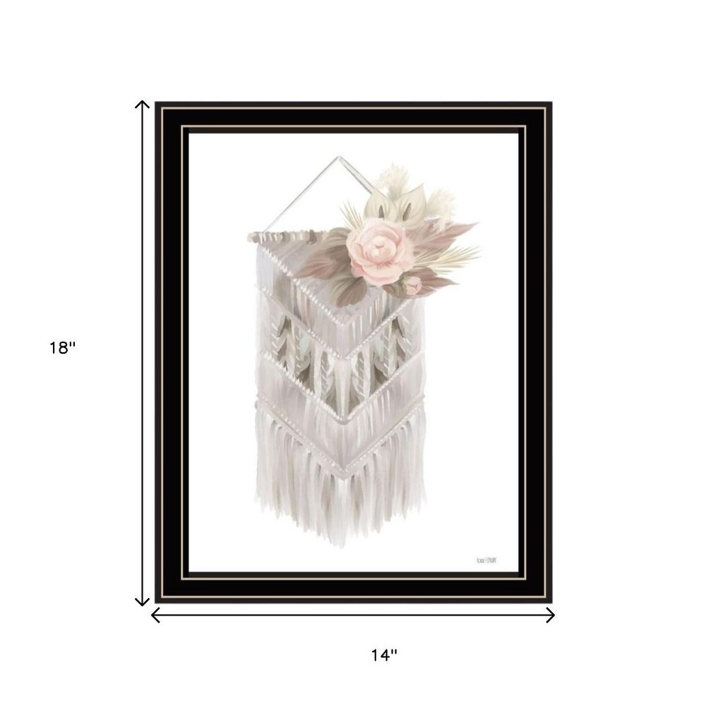 Set Of Two "Bohemian Macrame And Floral Arrangement" Black Framed Wall Art — view 6