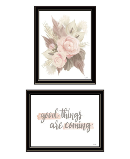 Set Of Two "Good Things are Coming" Black Framed Wall Art HomeRoots