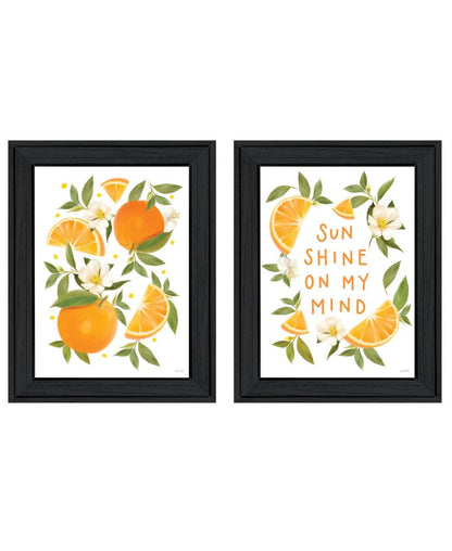 Set Of Two "Sunshine on My Mind- Oranges" Black Framed Wall Art HomeRoots